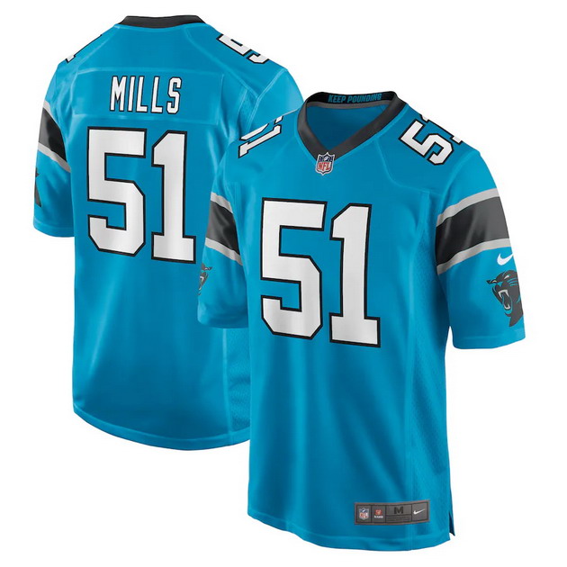 mens nike sam mills blue carolina panthers retired player jersey